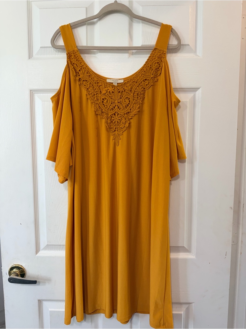 Haani Mustard Crochet Yoke Women's Dress
